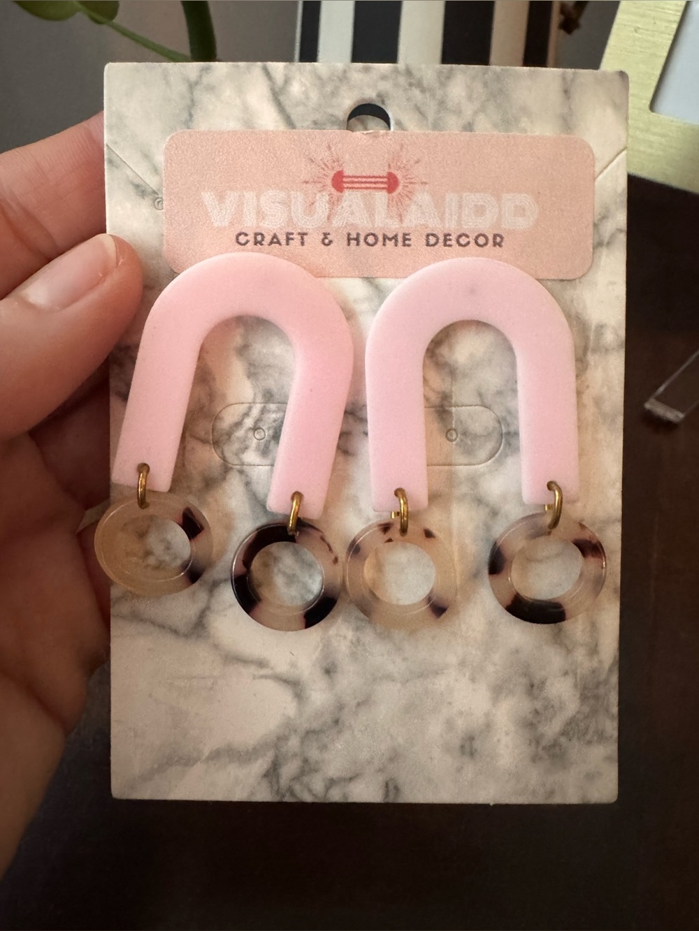 Handmade pink acrylic earrings